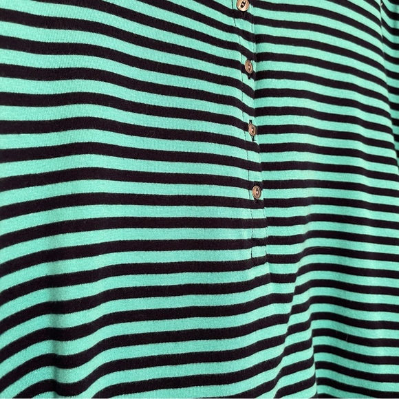 CHAPS Seafoam Green Navy Blue Stripe V-Neck Top T-Shirt Blouse Plus Size 2X NEW - Picture 3 of 8